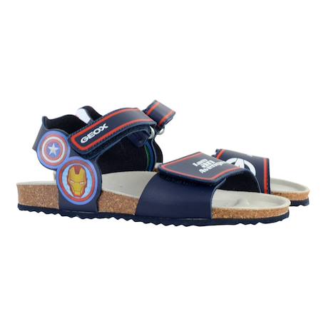Sandales en cuir à scratch - Spiderman Marine+Marine rouge 3 - vertbaudet enfant 