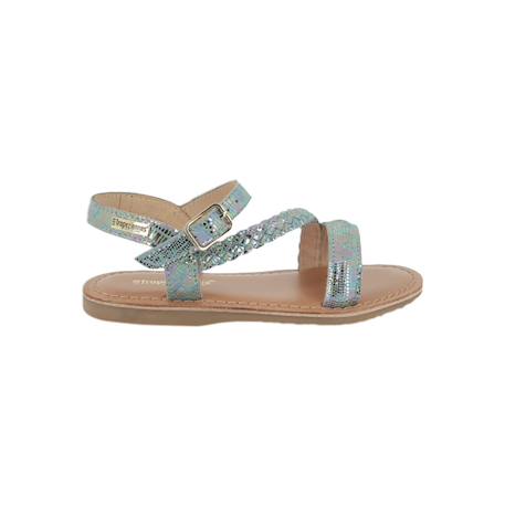 Sandales en cuir  à brides Bleu hologram 1 - vertbaudet enfant 