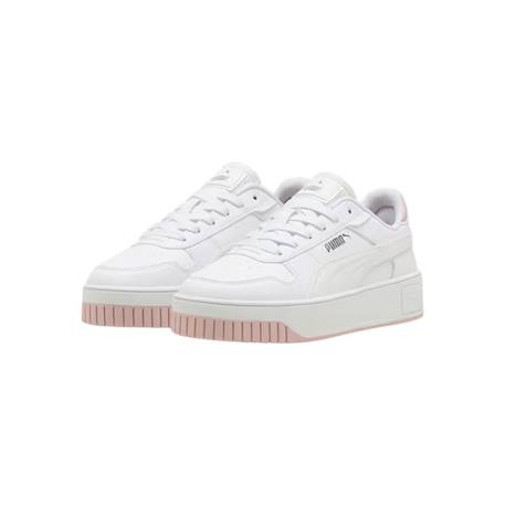 Baskets basses à lacets fille Blanc+Blanc mauve mist 10 - vertbaudet enfant 