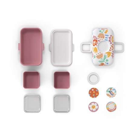 Lunch box à compartiments 800ml tresor Bleu dino+Bleu infinity+Bleu wolf+Cannelle fox+Rose birds+Rose blush+Rose papercut+Vert forest+Vert raccoon 38 - vertbaudet enfant 
