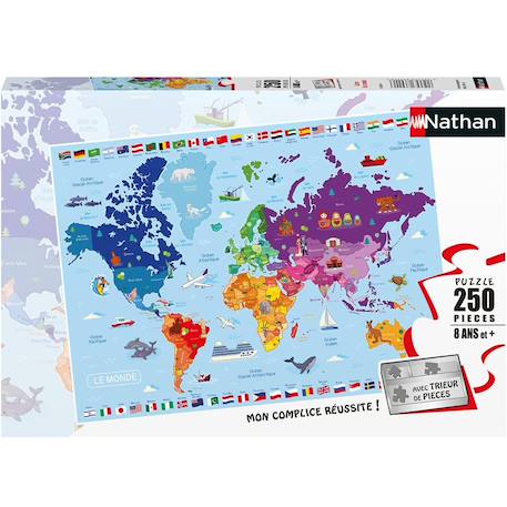 Puzzle carte du monde 250 pcs Blanc 1 - vertbaudet enfant 