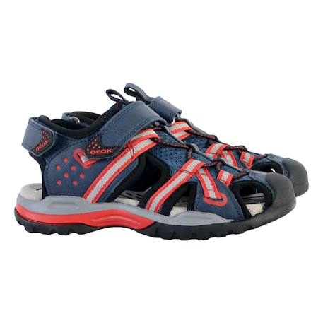 Sandales en cuir  à scratch Marine rouge 3 - vertbaudet enfant 