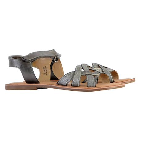 Sandales en cuir à scratch Gris etain 3 - vertbaudet enfant 