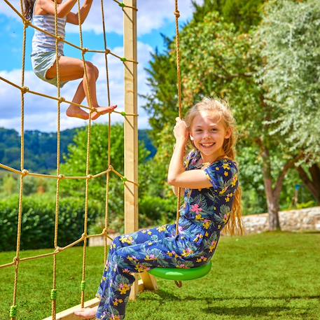 Aire jeux double plateforme santoline bois fsc® Marron - bleu - vert 3 - vertbaudet enfant 