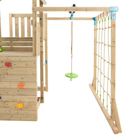 Aire jeux double plateforme santoline bois fsc® Marron - bleu - vert 4 - vertbaudet enfant 