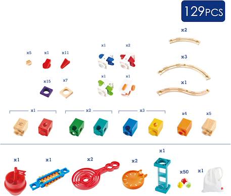 Circuit à Billes en Bois Super spiral 129 Pièces Beige 5 - vertbaudet enfant 