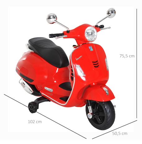 Scooter moto électrique enfant vespa 6v musique mp3 port usb klaxon phare feu ar Rouge 3 - vertbaudet enfant 