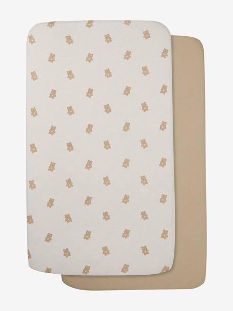 Lot de 2 housses pour berceau et cododo en coton bio* blanc+marine/écru+Oies+Teddy 16 - vertbaudet enfant 