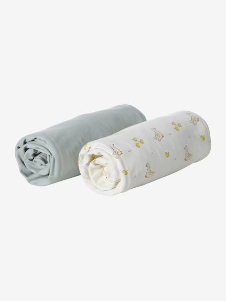 Lot de 2 housses pour berceau et cododo en coton bio* blanc+marine/écru+Oies+Teddy 9 - vertbaudet enfant 