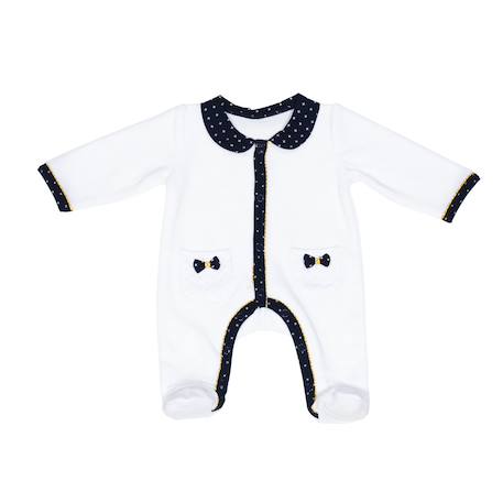 Pyjama bébé à manches longues en velours - hello Blanc+Blanc/bleu 5 - vertbaudet enfant 