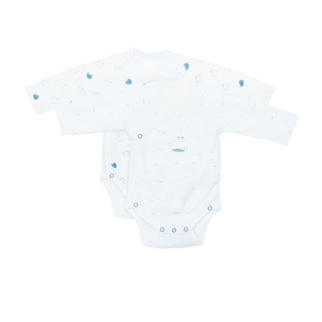Bodies bébé à manches longues - blue baleine Blanc 2 - vertbaudet enfant 