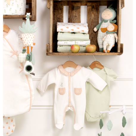 Pyjama bébé à manches longues en velours - botanica Blanc+Vert 2 - vertbaudet enfant 