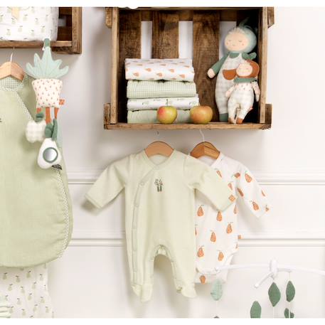 Pyjama bébé à manches longues en velours - botanica Blanc+Vert 7 - vertbaudet enfant 