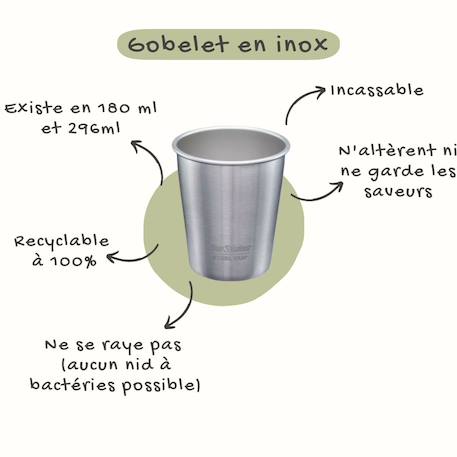 Gobelets en inox 296 ml - set de 4 Gris 4 - vertbaudet enfant 