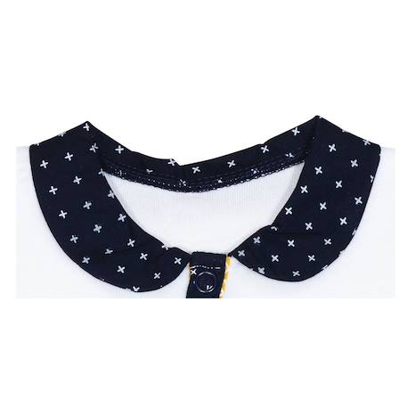 Pyjama bébé à manches longues en velours - hello Blanc+Blanc/bleu 7 - vertbaudet enfant 
