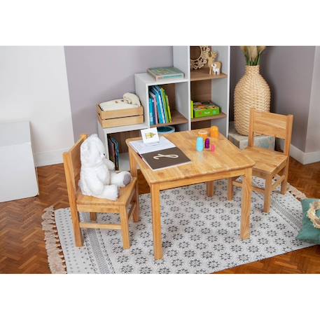 Ensemble table et chaises enfant en bois    4-7 ans Blanc+Bois naturel 9 - vertbaudet enfant 