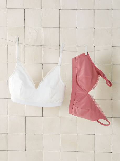 Lot 2 soutiens-gorge forme triangle grossesse et allaitement en coton biologique* blush 1 - vertbaudet enfant 