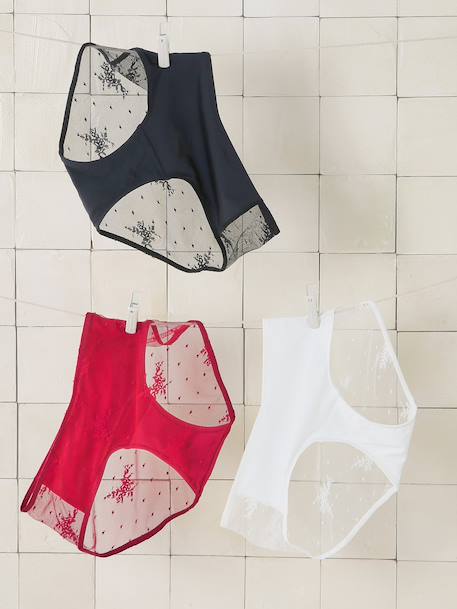 Lot de 3 culottes de grossesse en dentelle brodée bordeaux 1 - vertbaudet enfant 