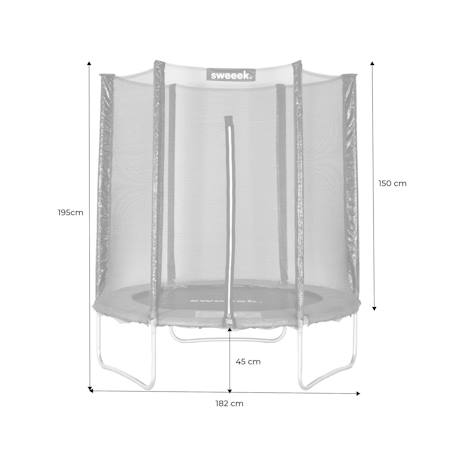 Trampoline ø180cm cassiopée avec filet de protection Gris+Vert 8 - vertbaudet enfant 