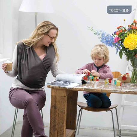 Écharpe de portage en coton biologique tricot slen Beige+Bleu+Chocolat+Gris clair+Rose clair+Taupe+Terracotta 4 - vertbaudet enfant 