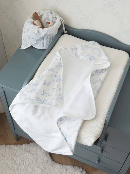 Cape de bain coton biologique et éponge Jouy bleu 1 - vertbaudet enfant 
