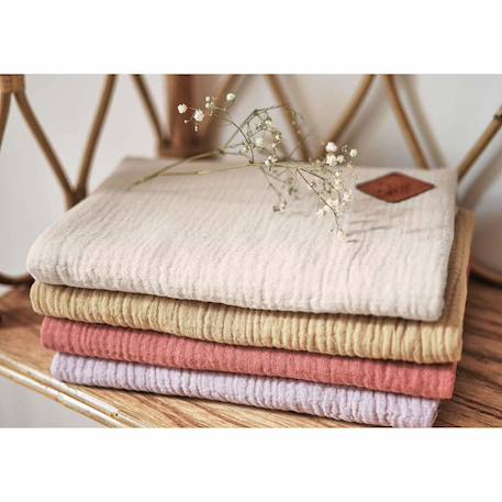 Protège carnet de santé en gaze de coton jeanne Beige+Blanc+Blanc à pois or+Bleu+Camel+Écru+Gris clair+Terracotta+Vert de gris+Vieux rose 35 - vertbaudet enfant 