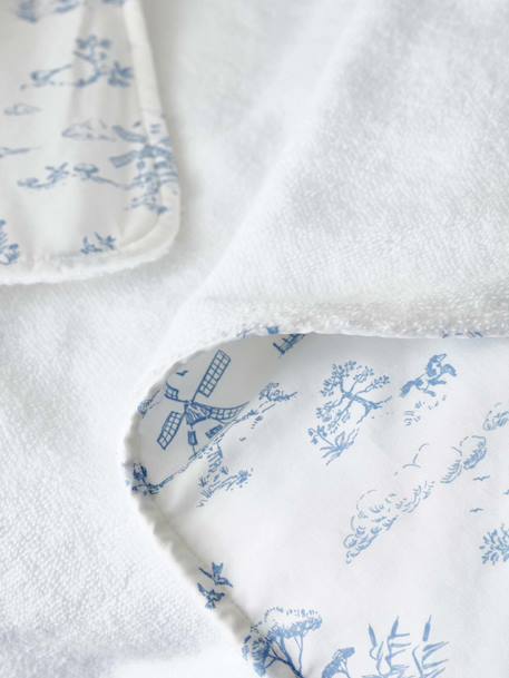 Cape de bain coton biologique et éponge Jouy bleu 2 - vertbaudet enfant 