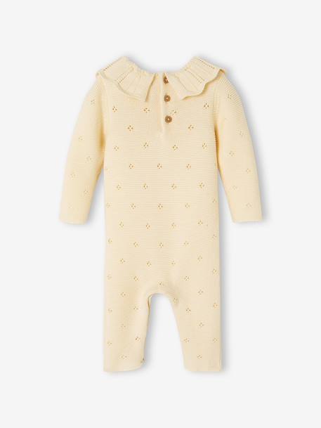Combinaison naissance en tricot maille fantaisie écru 2 - vertbaudet enfant 