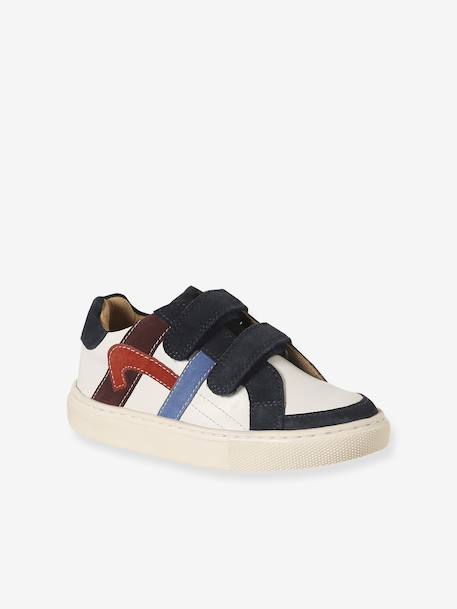 Baskets enfant garçon cuir à scratchs écru+lot blanc+lot bleu 12 - vertbaudet enfant 