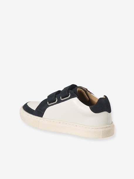 Baskets enfant garçon cuir à scratchs écru+lot blanc+lot bleu 14 - vertbaudet enfant 