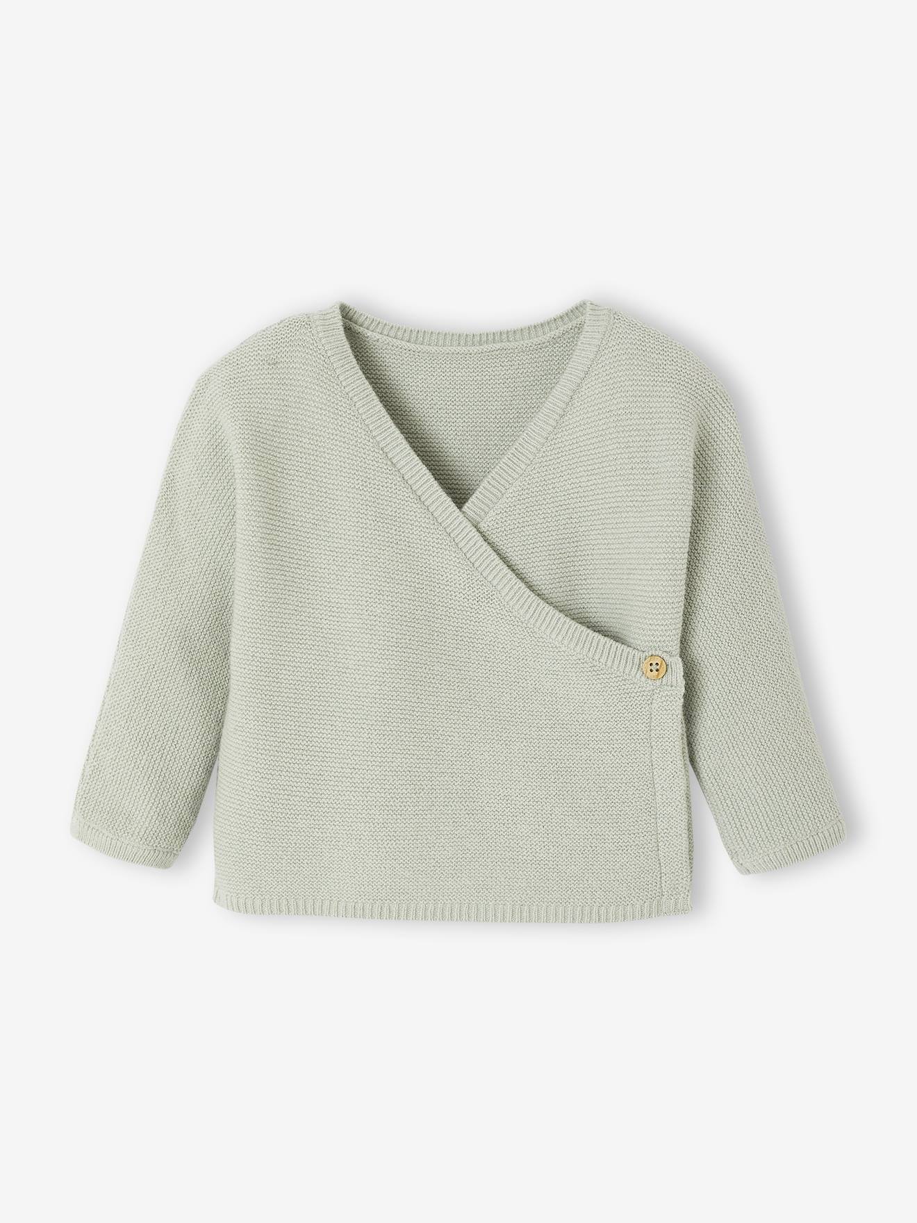 Brassière Bébé En Laine Et Coton Rose - Ouverture Cache-cœur, Pattes Pression - Taille 1 Mois (54 Cm)