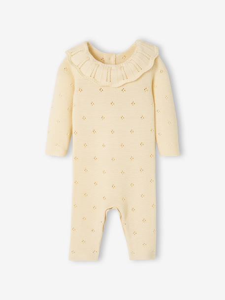 Combinaison naissance en tricot maille fantaisie écru 1 - vertbaudet enfant 