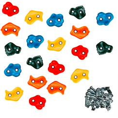 Jouet-Jeux de plein air-Aires de jeux-Autres jeux de jardin-Kangui lot de 20 pierres à grimper d'escalade pour structures de jeux - fixations incluses