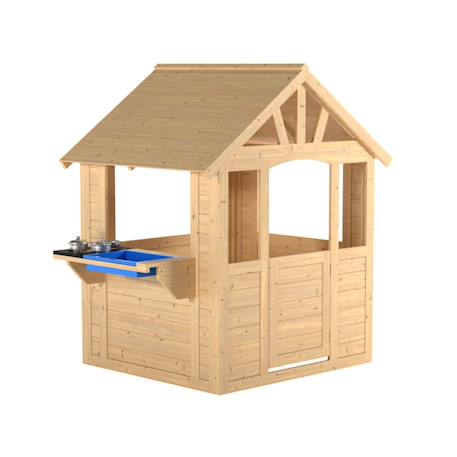 Maisonnette cabane enfant avec cuisine extérieure  bois fsc® Marron - bleu - noir 5 - vertbaudet enfant 