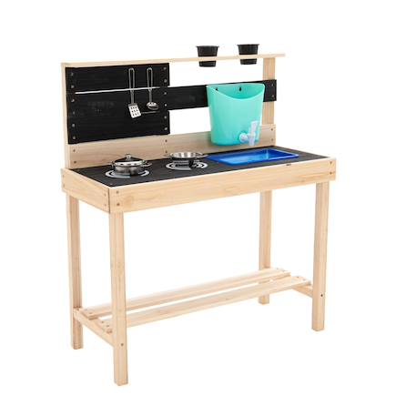 Cuisine d'extérieur pour enfant little chef bois fsc® Marron - bleu - noir 1 - vertbaudet enfant 