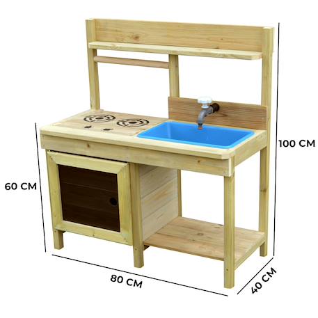 Cuisine de jardin en bois pour enfant - intérieure et extérieure Marron 4 - vertbaudet enfant 