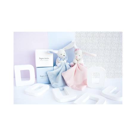 Doudou lapin mouchoir bleu boite fleur Bleu 5 - vertbaudet enfant 