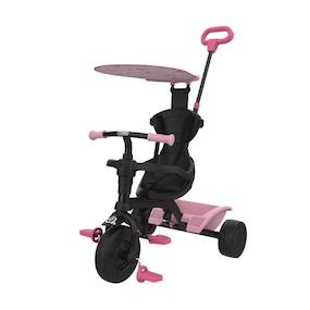 Tricycle Évolutif AIYAPLAY – Siège Réglable, Ceinture Sécurité, 2 Paniers – 2 à 5 Ans – Pédales – Rouge Et Noir – 25 Kg Max