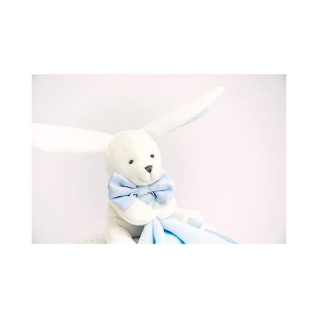 Doudou lapin mouchoir bleu boite fleur Bleu 4 - vertbaudet enfant 