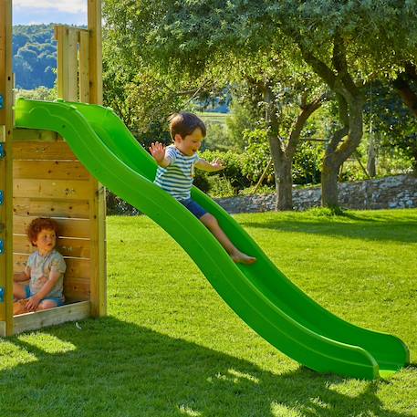 Aire de jeux double plateforme sarriette bois fsc® Marron - bleu - vert 5 - vertbaudet enfant 