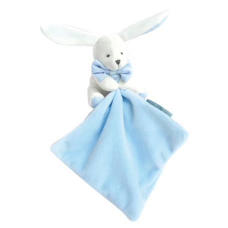 Doudou lapin mouchoir bleu boite fleur Bleu 2 - vertbaudet enfant 