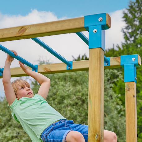 Aire de jeux pont de singe tamarin bois fsc® Marron - bleu - vert 5 - vertbaudet enfant 