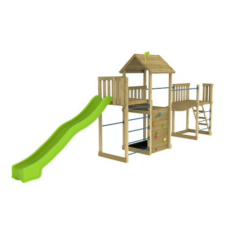 Aire de jeux triple plateforme citronnier bois fsc® Marron - bleu - vert 1 - vertbaudet enfant 