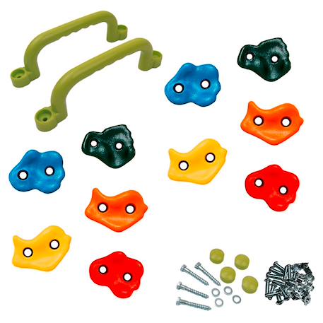Kangui lot de 10 pierres à grimper d'escalade + 2 poignées pour structures de jeux - fixations incluses Multi-couleurs 1 - vertbaudet enfant 