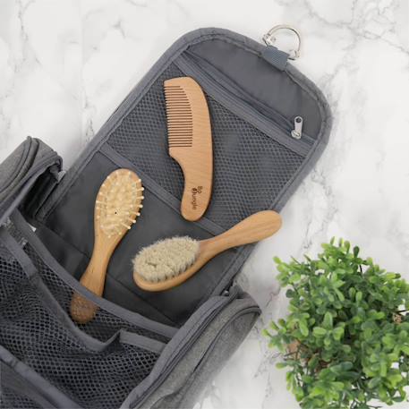 Set brosses et peigne en bois naturel pour bébé Bois naturel 4 - vertbaudet enfant 
