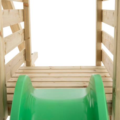 Portique balançoire nid et toboggan alysse bois h243cm Marron - bleu - vert 4 - vertbaudet enfant 
