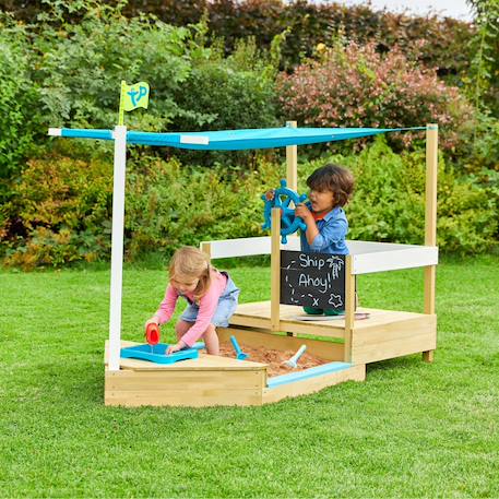 Bac à sable bateau pirate ahoy bois fsc® Marron - bleu 2 - vertbaudet enfant 