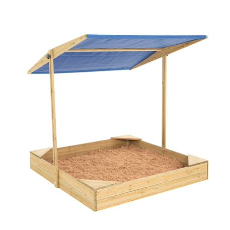 Bac à sable avec auvent  bois fsc® Marron - bleu 1 - vertbaudet enfant 