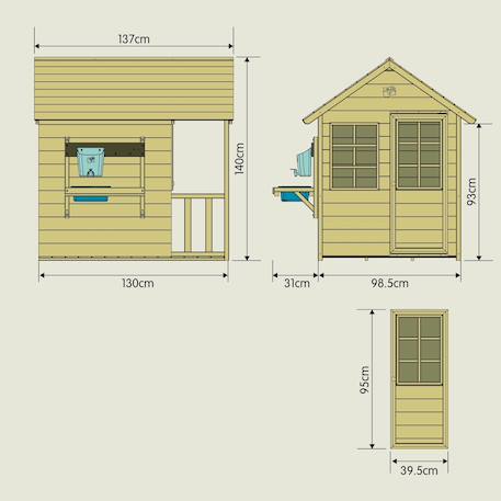 Maisonnette cabane enfant chalet + cuisine extérieure prairie bois fsc® Marron - bleu - noir 4 - vertbaudet enfant 