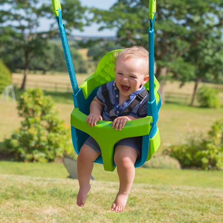 Aire de jeux portique fauteuil bébé kingswood bois fsc® Marron - bleu - vert 3 - vertbaudet enfant 